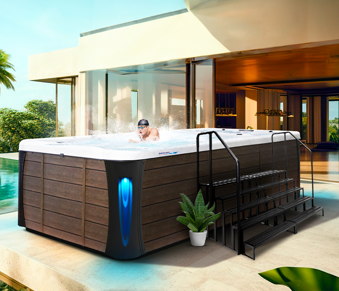 Calspas hot tub being used in a family setting - Mesquite